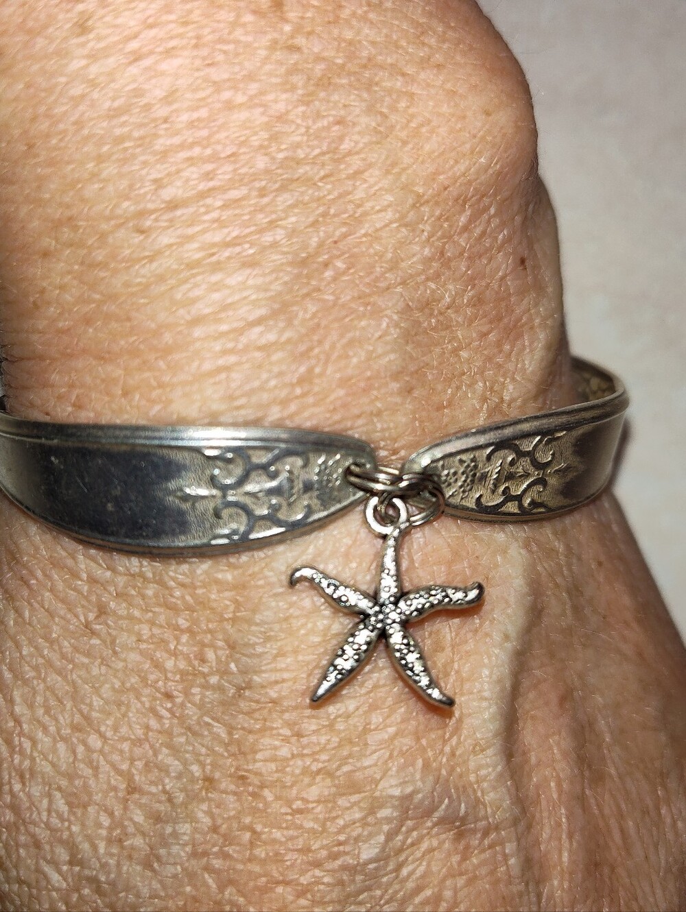 Vintage Silver Spoon Bracelet With Starfish Charms